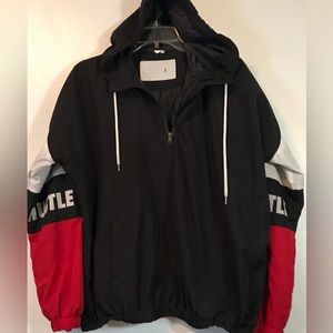 Women's Hustle Hooded Lightweight Black Red Windbreaker